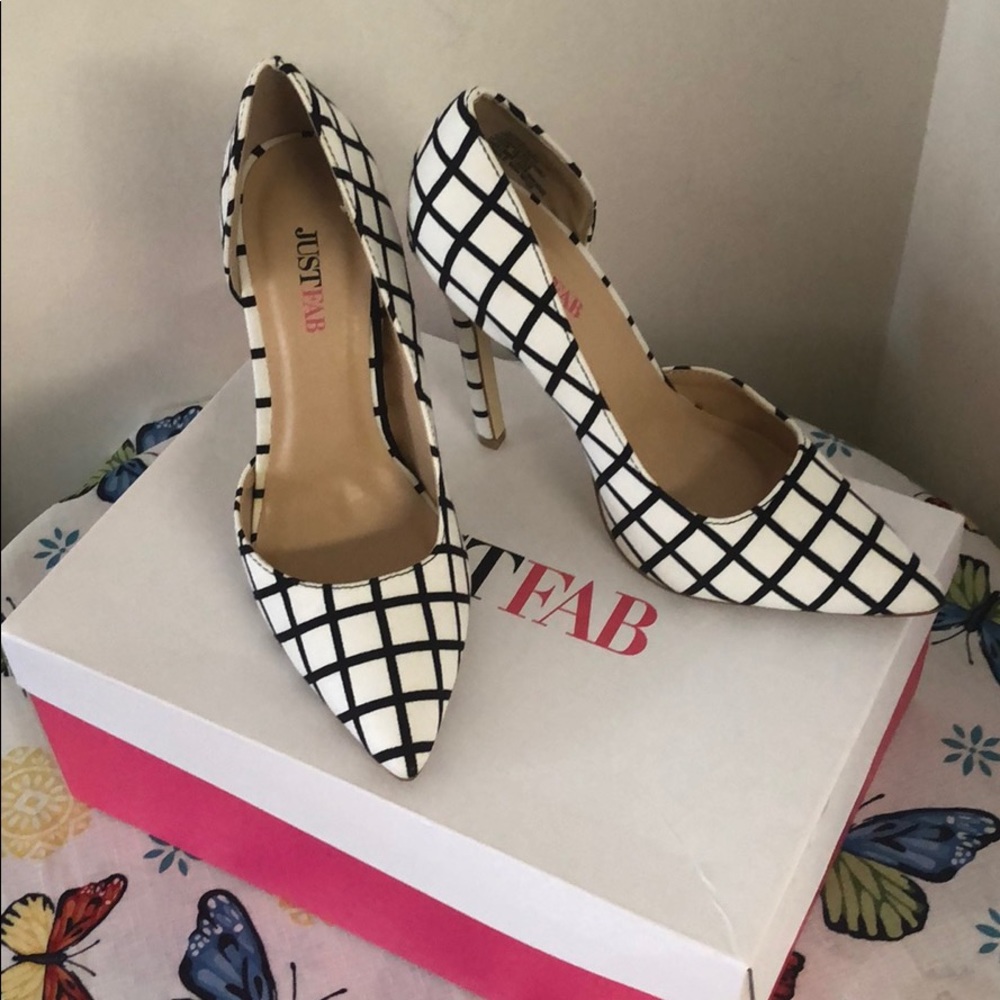 Black and white heels